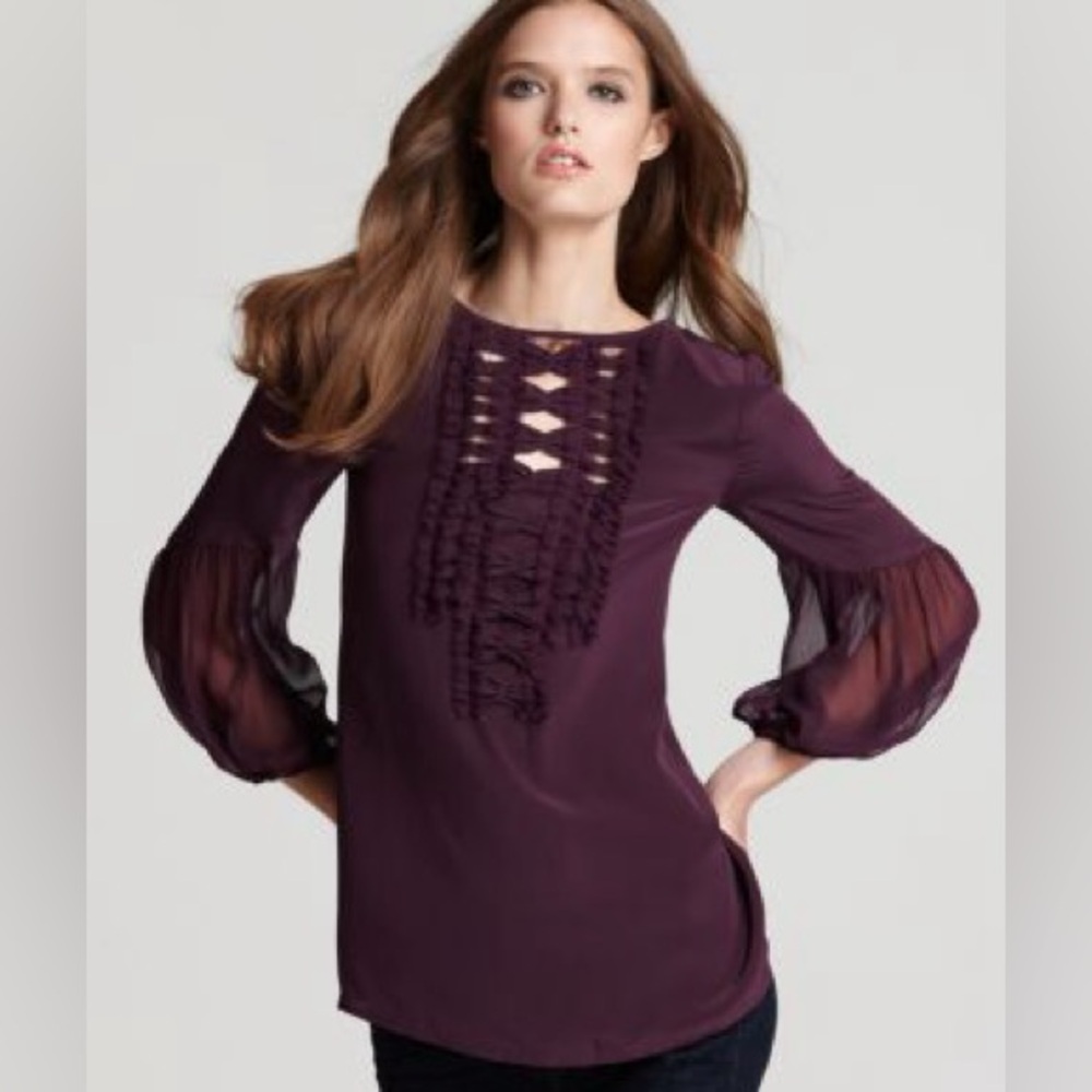 Nanette Lepore Silk Bow Front Top